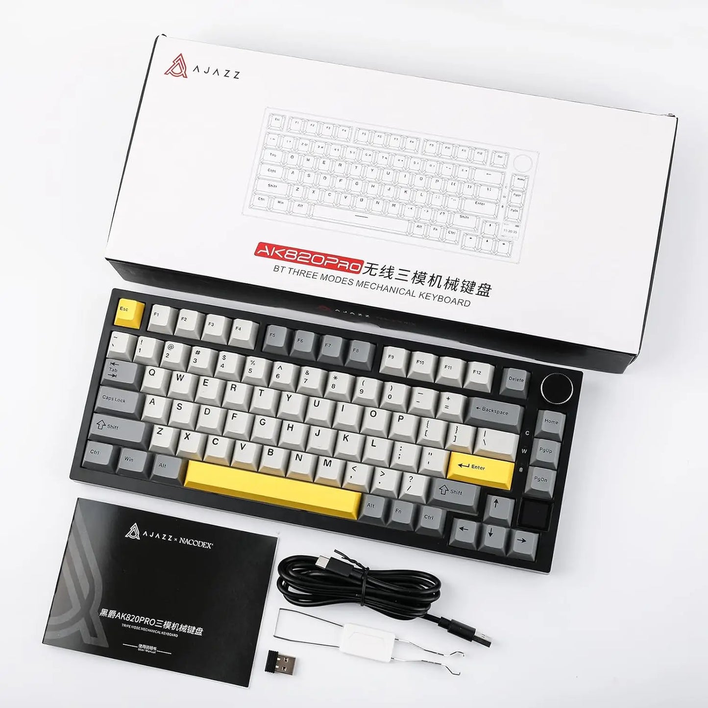 Ajazz AK820/AK820Pro Gaming Mechanical Keyboard Bluetooth 5.1