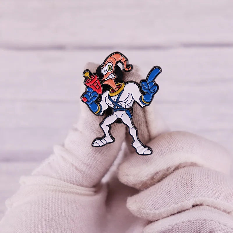 Earth Worm Jim Enamel Pin