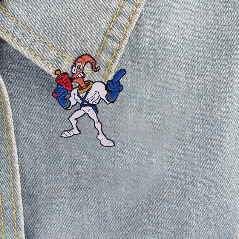 Earth Worm Jim Enamel Pin